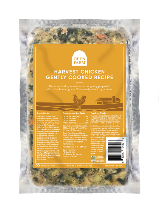 Open Farm Frozen Gently Cooked Dog Food Chicken Recipe 8oz