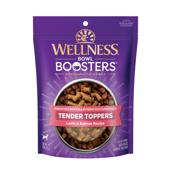 Wellness Bowl Boosters Tender Toppers Natural Grain Free Dog Food Topper Lamb & Salmon Recipe 8oz Bag