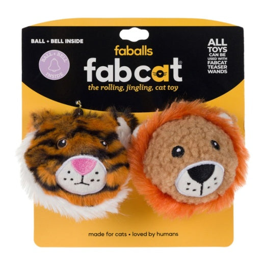 Fabcat Cat Toy Faball Lion and Tiger 2 pk
