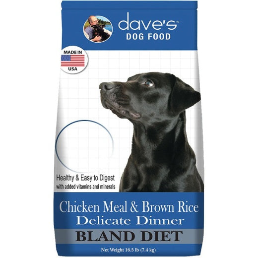Dave's Natural Dry Dog Food Chicken Meal Rice & Oatmeal Delicate Dinner 16lb Bag