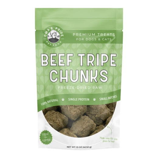 Oma's Pride Dog Freeze-Dried Beef Tripe Chunks 1.5oz