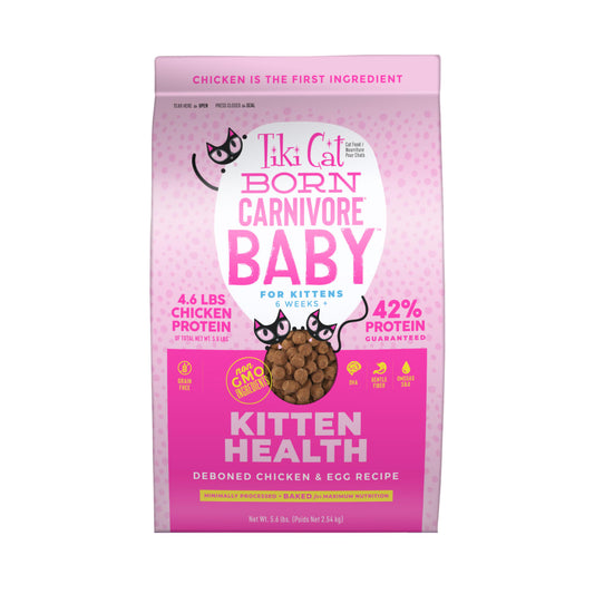 Tiki Cat Born Carnivore Baby Kitten Health Dry Cat Food, Chicken & Egg, 5.6 lbs