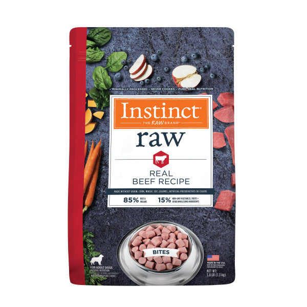 Instinct Frozen Raw Bites Grain-Free Real Beef Recipe Dog Food 3lb Bag