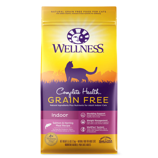 Wellness Complete Health Natural Grain Free Salmon & Herring Indoor Dry Cat Food 5.5lb Bag