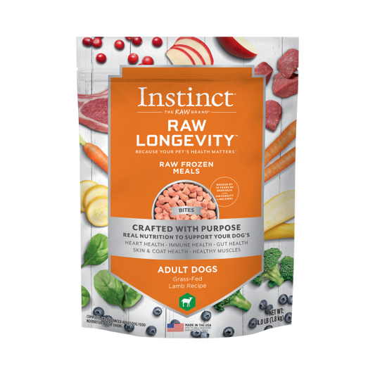 Instinct® Raw Longevity™ Raw Frozen Meals Grass-Fed Lamb Recipe for Dogs 4lb Bag