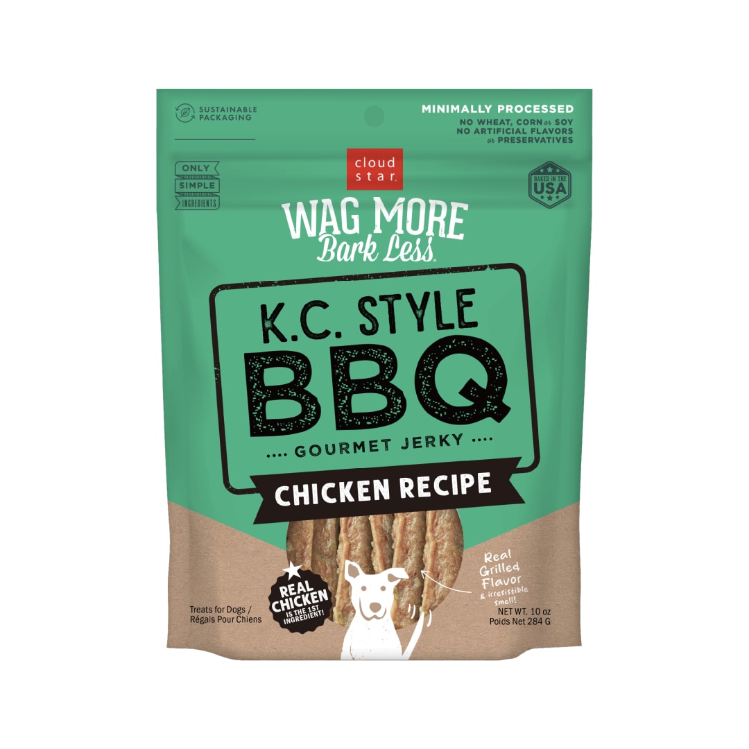Cloud Star Wag More Bark Less Jerky Grain Free Dog Treats, Kansas City BBQ Chicken, 10 oz. Pouch