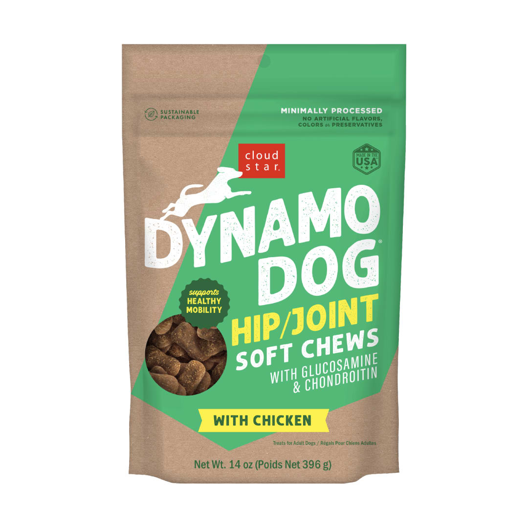 Cloud Star Dynamo Dog Hip & Joint Soft Chews Grain Free Dog Treats, Chicken, 14 oz. Pouch