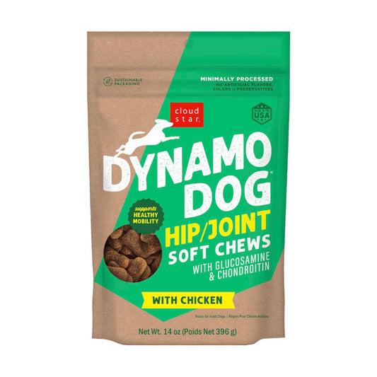 Cloud Star Dynamo Dog Hip & Joint Soft Chews Grain Free Dog Treats, Chicken, 14 oz. Pouch