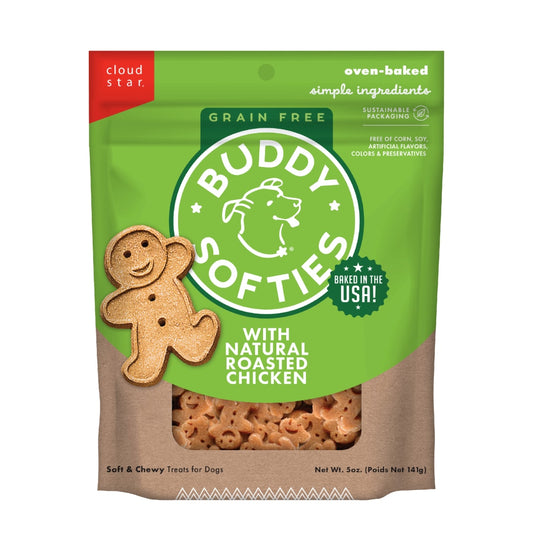 Cloud Star Buddy Biscuits Softies Soft & Chewy Grain Free Dog Treats, Roasted Chicken, 5 oz. Pouch`