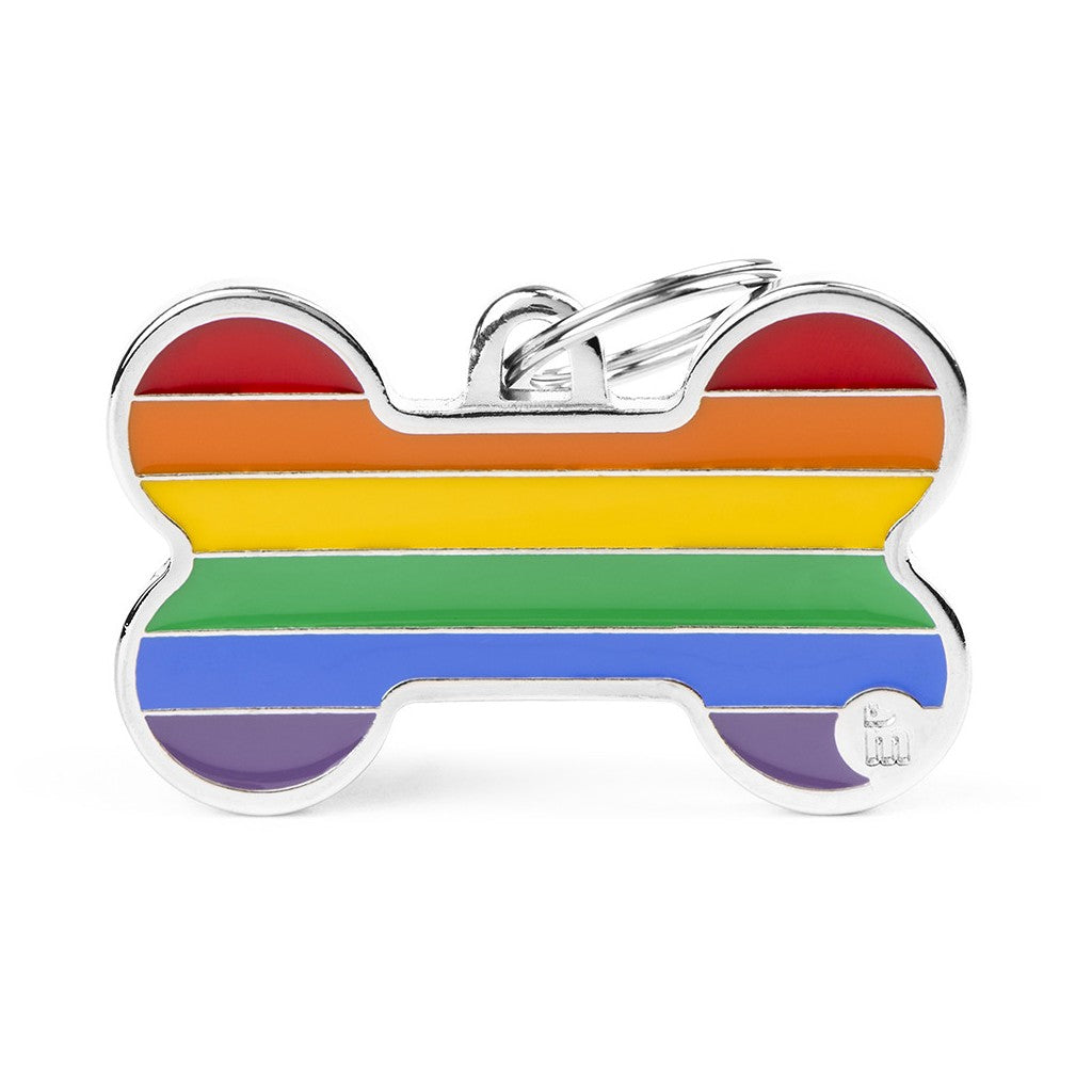 My Family ID Rainbow XL Bone ID Tag