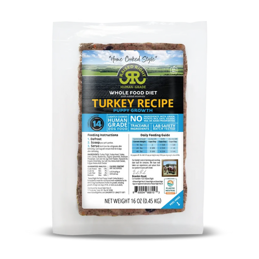 Raised Right Gently Cooked Puppy Turkey 1lb
