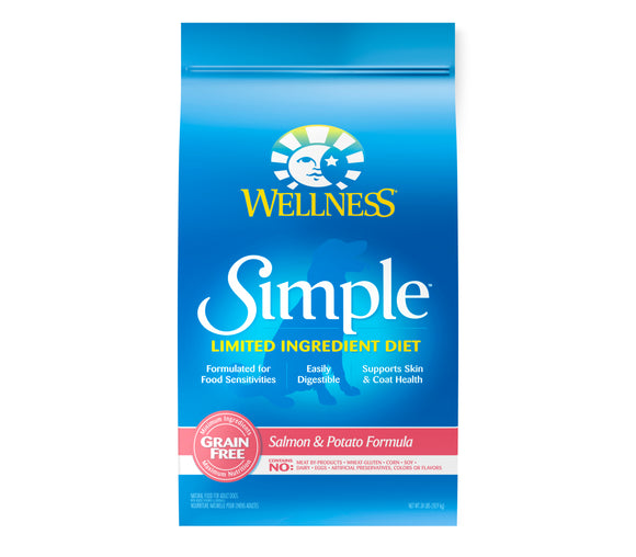Wellness Simple Natural Grain Free Limited Ingredient Dry Dog Food Salmon and Potato Recipe 24lb Bag