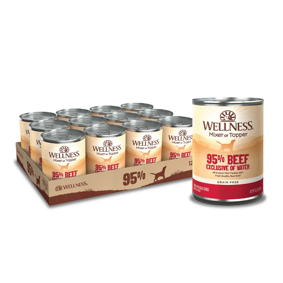 Wellness 95% Beef Natural Wet Grain Free Canned Dog Food 13.2oz Can