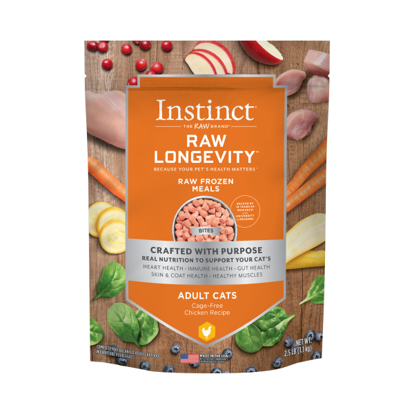 Instinct® Raw Longevity™ Raw Frozen Meals Cage-Free Chicken Recipe for Cats 2.5lb Bag