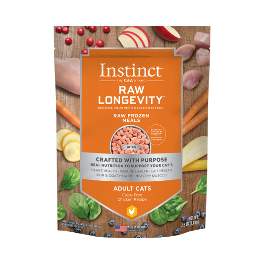 Instinct® Raw Longevity™ Raw Frozen Meals Cage-Free Chicken Recipe for Cats 2.5lb Bag