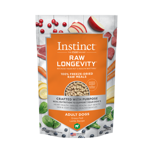 Instinct® Raw Longevity™ 100% Freeze-Dried Raw Meals Grass-Fed Lamb Recipe for Dogs 9.5oz Bag