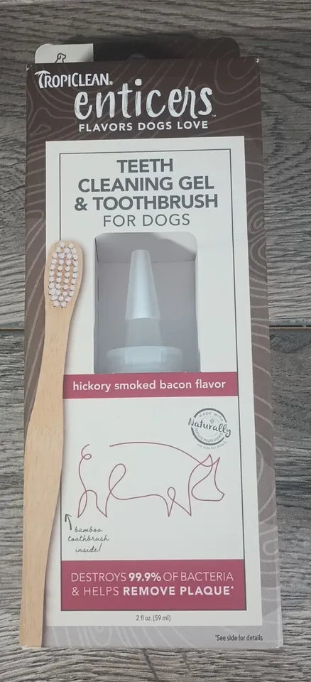 TropiClean Enticers Teeth Cleaning Gel & Toothbrush for S/M Dogs - Peanut Butter & Honey Flavor, 2oz