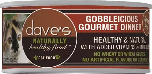 Daves Naturally Healthy Cat Food, Gobbleicious Gourmet Dinner 5.5oz