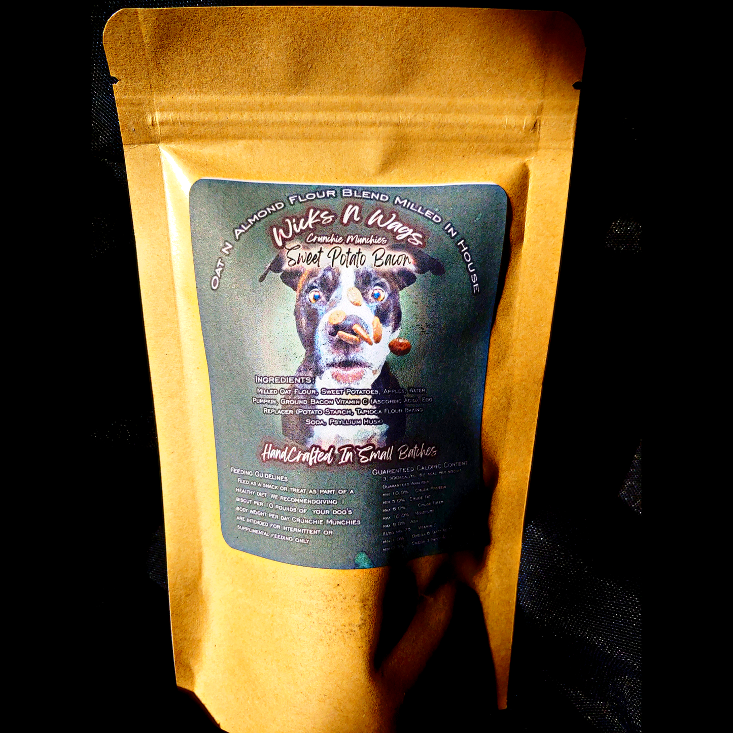 Wicks N Wags Crunchie Munchies Dog Treats: Sweet Potato Bacon 3oz