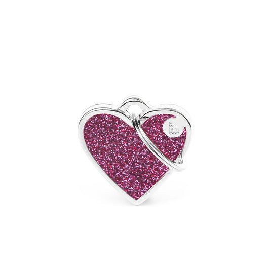 My Family ID Shine Small Pink Glitter Heart ID Tag