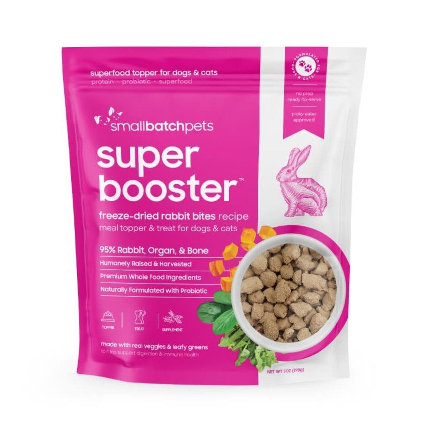 SmallBatch Pets Super Booster Freeze-Dried Rabbit Bites 7oz
