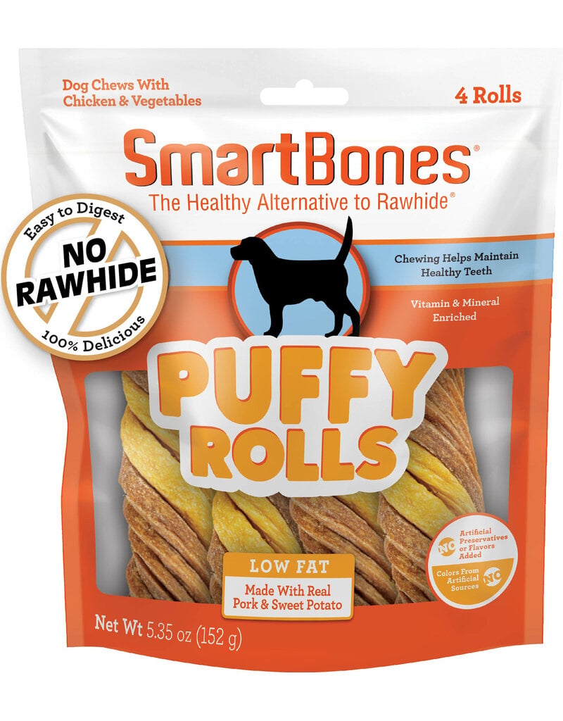 Smartbones Puffy Rolls Dog Treats Sweet Potato 4 Pk