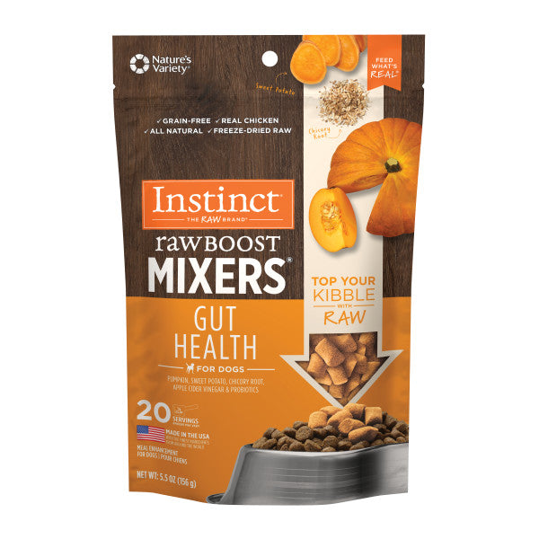 Instinct Freeze-Dried Raw Boost Mixers Grain-Free Gut Health Recipe Dog Food Topper 5.5oz Bag