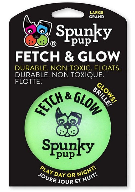 Spunky Pup Fetch and Glow Ball Dog Toy Assorted Colors Large