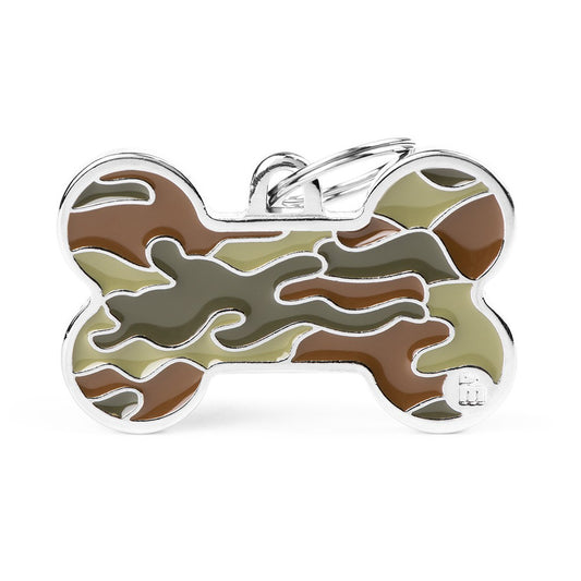 My Family ID Style Camouflage XL Green Bone ID Tag