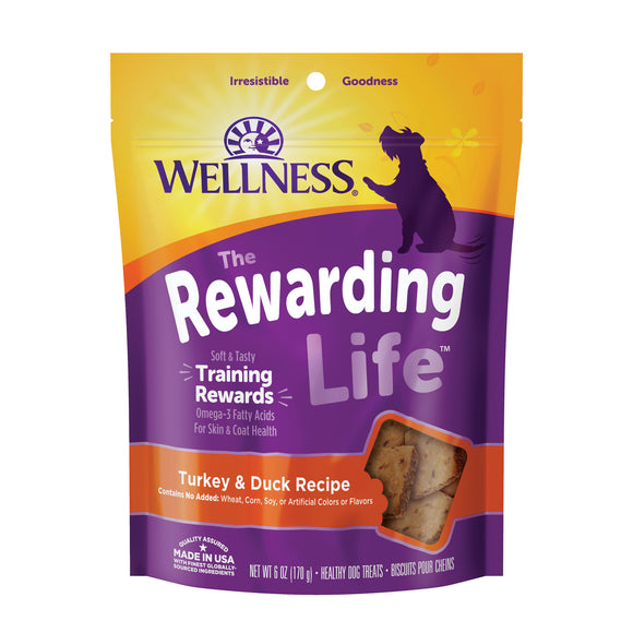 Wellness Rewarding Life Soft & Chewy Dog Treats Grain Free Turkey & Duck 6oz Bag
