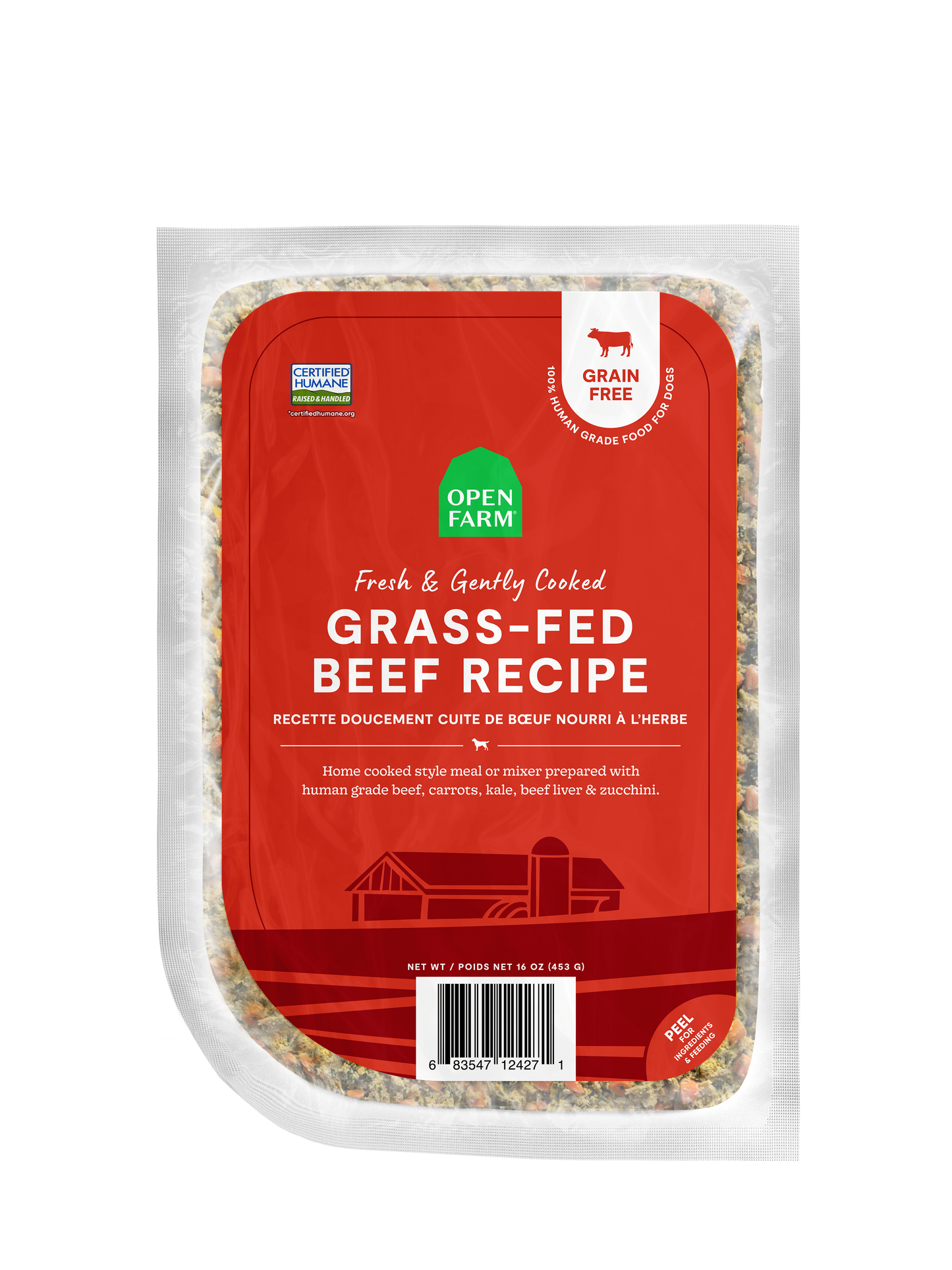 Open Farm Grass-Fed Beef Recipe Gently Cooked For Dogs 16oz Pouch