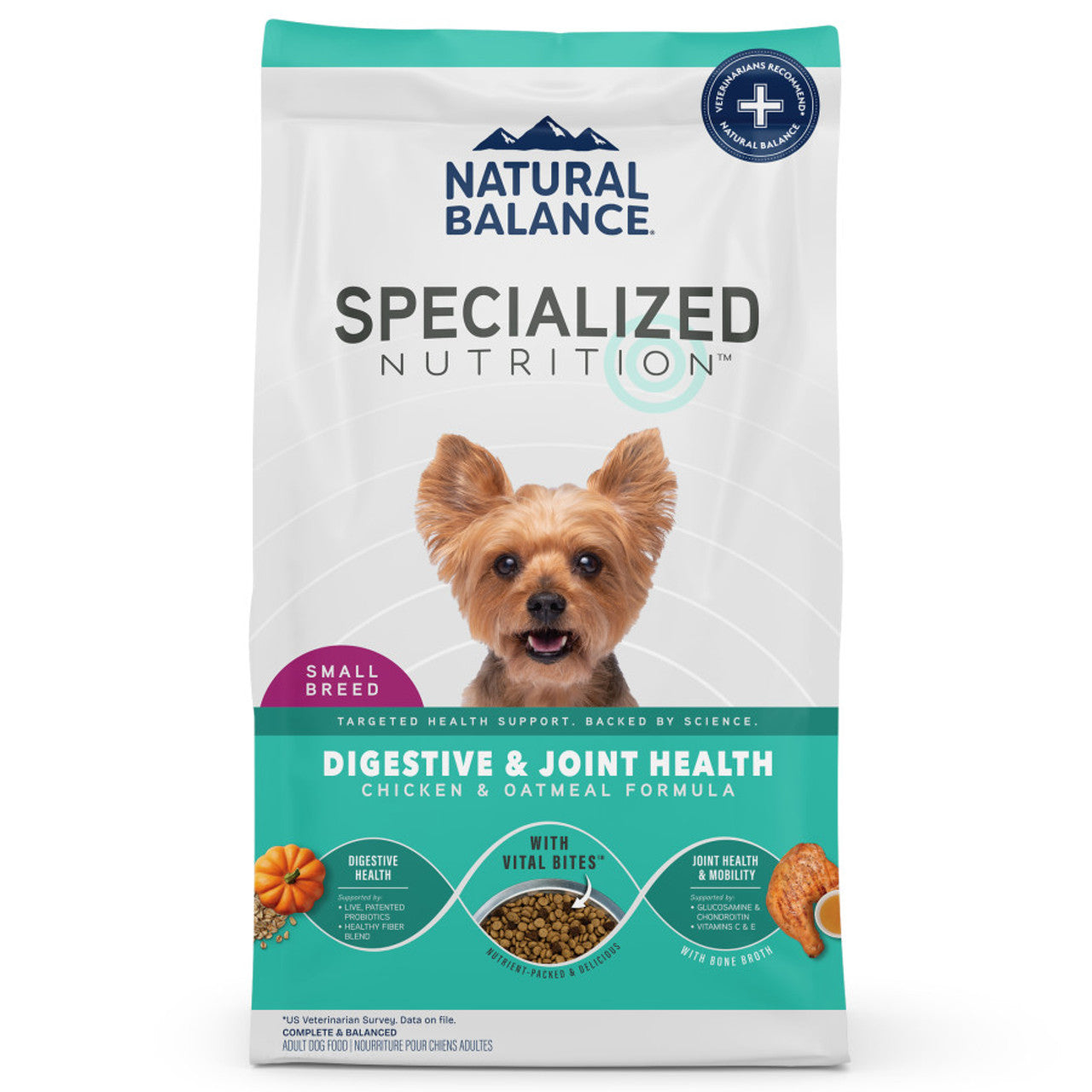 Natural Balance Small Breed Digestive & Joint Health Chicken & Oatmeal Dry Dog Food 3.5lb