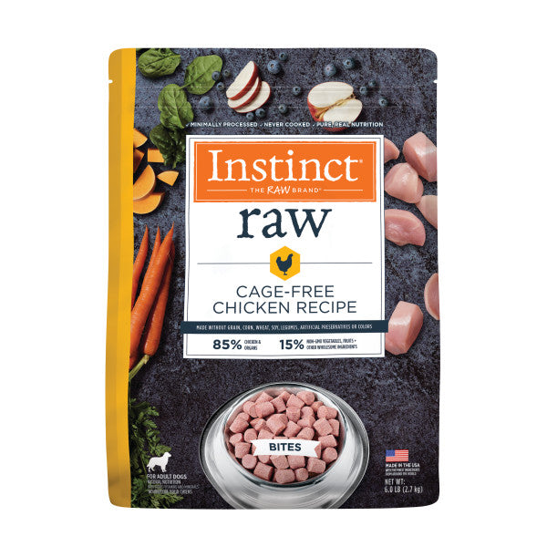 Instinct Frozen Raw Bites Grain-Free Cage-Free Chicken Recipe Dog Food 6lb Bag