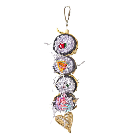 A & E Cages Happy Beaks Cali Roll Sushi Stack Hanging Bird Toy