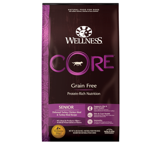 Wellness CORE Natural Grain Free Dry Dog Food Senior 24lb Bag