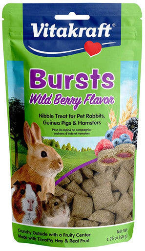 Vitakraft Bursts Treat for Rabbits, Guinea Pigs & Hamsters – Wild Berry Flavor 1.76oz