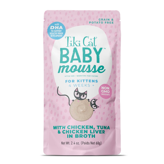 Tiki Cat Baby Mousse Wet Cat Food, Chicken, Tuna & Chicken Liver, 2.4 oz. Pouch