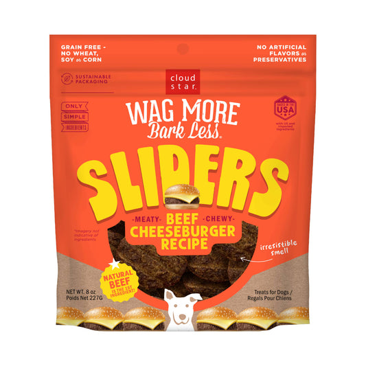 Cloud Star Wag More Bark Less Sliders Dog Treats, Beef Cheeseburger 8 oz. Bag