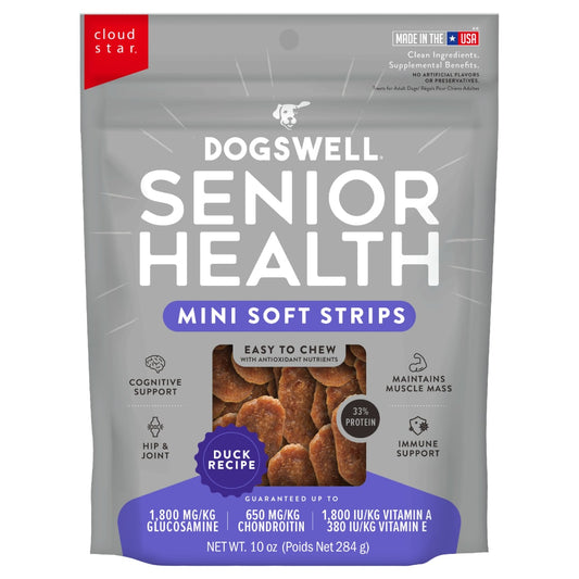 Dogswell Lifestage Senior Treats Mini Soft Strip Duck, 10 oz. Bag