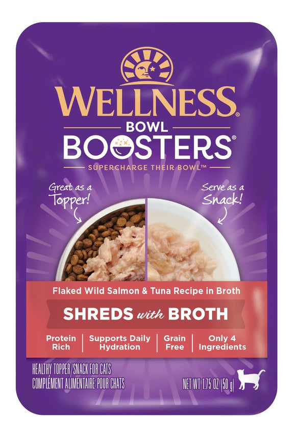 Wellness Bowl Boosters Wet Cat Food Topper Flaked Salmon & Tuna in Broth 1.75oz