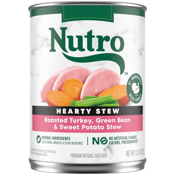 Nutro Wet Dog Food Hearty Stew Roasted Turkey, Sweet Potato & Green Bean Stew 12.5oz can