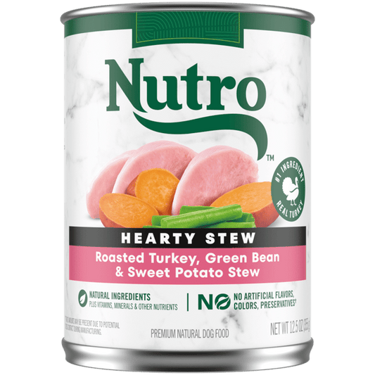 Nutro Wet Dog Food Hearty Stew Roasted Turkey, Sweet Potato & Green Bean Stew 12.5oz can