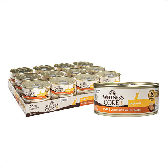 Wellness CORE+ Grain Free Canned Cat Food Chicken & Chicken Liver Indoor Recipe 5.5ozs