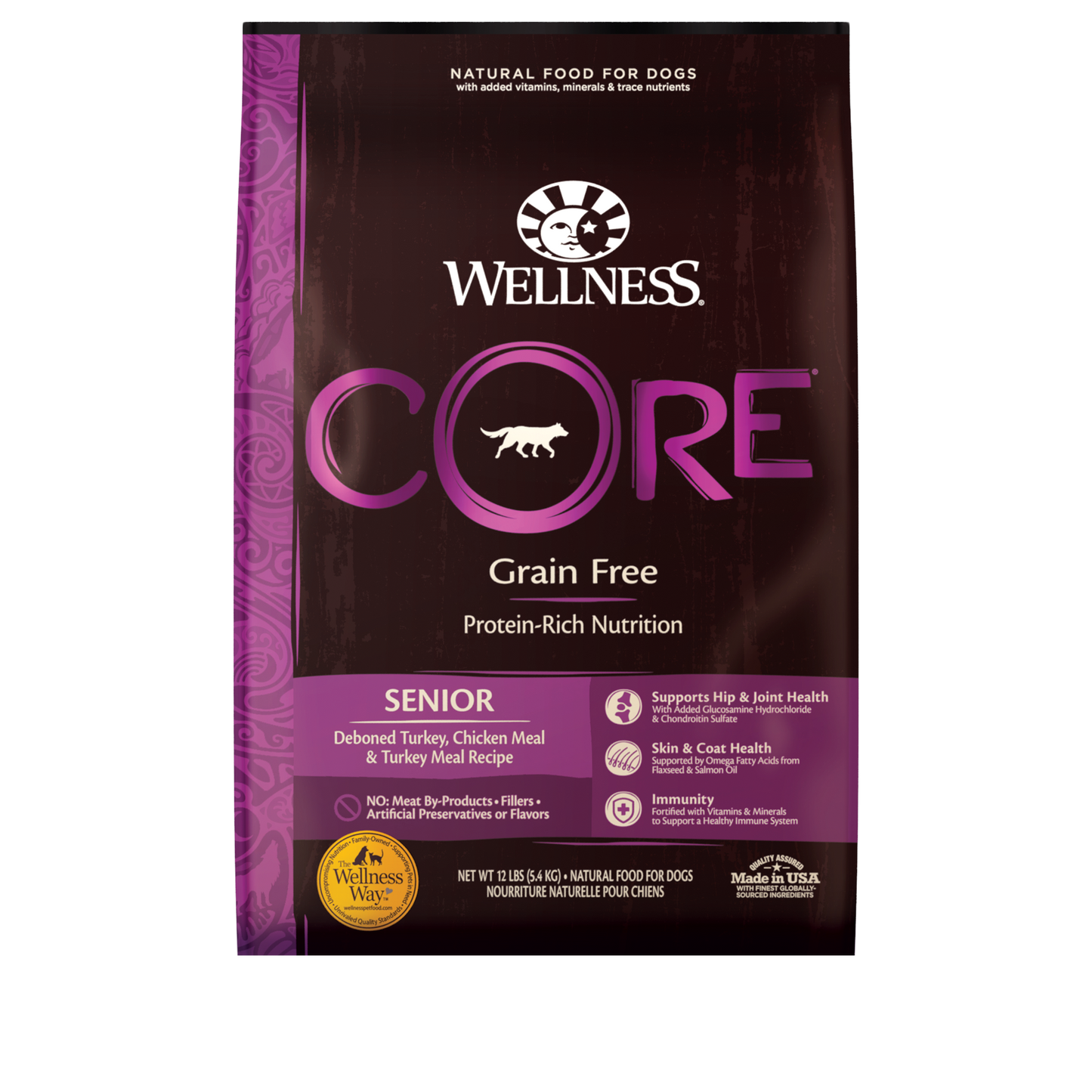 Wellness CORE Natural Grain Free Dry Dog Food Senior 12lb Bag