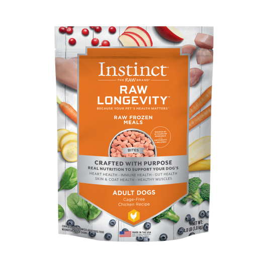 Instinct® Raw Longevity™ Raw Frozen Meals Cage-Free Chicken Recipe for Dogs 4lb Bag