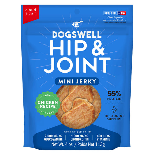 Dogswell Mini Jerky Dog Treats, Chicken Breast, 4 oz. Pouch