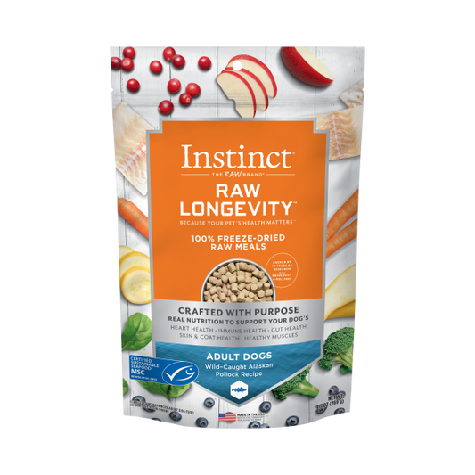 Instinct® Raw Longevity™ 100% Freeze-Dried Raw Meals Wild-Caught Alaskan Pollock Recipe for Dogs 9.5oz Bag