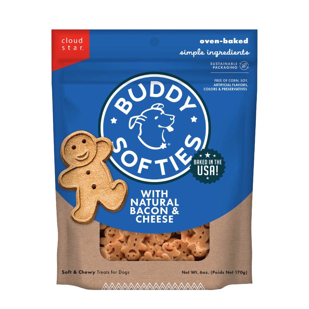 Cloud Star Buddy Biscuits Softies Soft & Chewy Dog Treats, Bacon & Cheese, 6 oz. Pouch