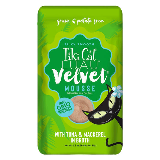 Tiki Cat Luau Velvet Mousse Wet Cat Food, Tuna & Mackerel, 2.8oz Pouch