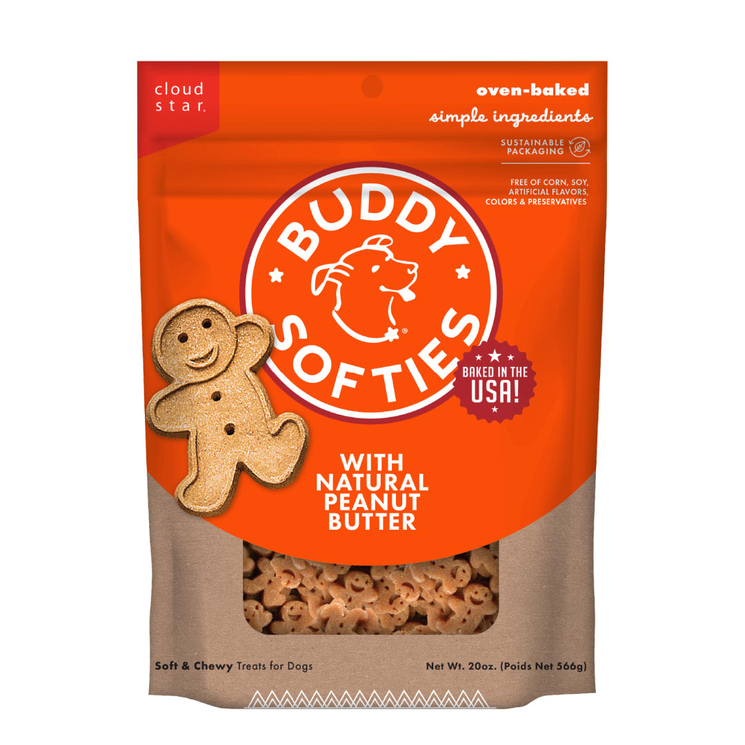 Buddy Biscuits Softies Soft & Chewy Dog Treats, Peanut Butter, 20 oz. Pouch